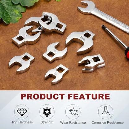 HARFINGTON Drive Crowfoot Wrench 3/8 Inch 13mm Metric Flare Nut Wrench CR-V Steel Electroplating Open End Crowfoot Wrench for Automotive Repair Mechanics, Bright Silver - size: 3/8 Inch x 13mm