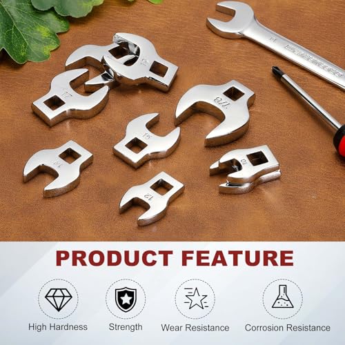 HARFINGTON Drive Crowfoot Wrench 3/8 Inch 15mm Metric Flare Nut Wrench CR-V Steel Electroplating Open End Crowfoot Spanner for Automotive Repair Mechanics, Bright Silver - size: 3/8 Inch x 15mm