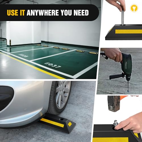 Nilight Parking Curb - Heavy Duty Rubber Garage Driveway Car Wheel Stopper Parking Aid Block Gadgets, 2-Pack - size: 22" 2-PACK