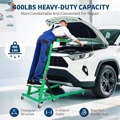 Garvee Automotive Top Side Creeper, 48-68 Inch Adjustable Height, 400 LBS | 48"-68" Adjustable Height, 400LBS Capacity, Green, 6 Swivel Casters, Foldable, Heavy Duty, For Garage & Auto Shop Repair - color: Green