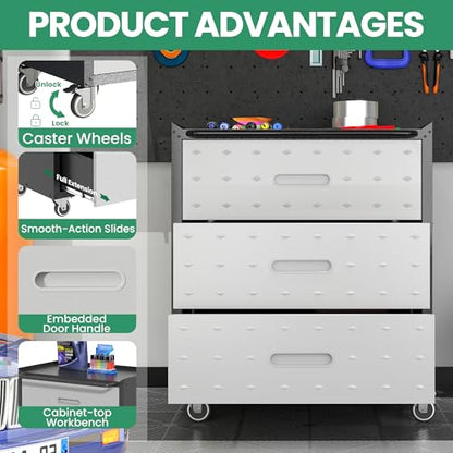 Metal Tool Cabinet,Garage Storage Cabinet System,Wall Cabinet & Locking Rolling Tool Cabinet with Doors and Adjustable Shelves,Steel Tool Cabinets for Home - color: Black/Grey