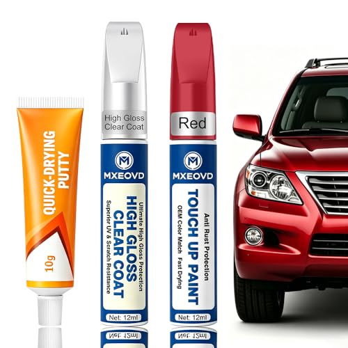Red for Car Touch Up Paint Kit, All-in-One Car Paint Scratch Repair Kit with Fast Dry Putty and Glossy Clear Coat,Easy At-Home Car Scratch Restoration - color: Red, size: Universal