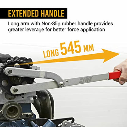 EWK Universal Camshaft Pulley Holder & Fan Clutch Removal Tool Set, Adjustable Sprocket Holding Wrench with 4 Pin Sizes for Timing Belt, Cam Gear & Pulley Service