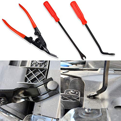 Trim Removal Tool, 200PCS Trim Tool Auto Removal Kit, Plastic Panel Fastener Removal Tool, Trim Removal Kit for Car/Trim/Panel/Door/Audio/Auto Clip Pliers/Terminal Removal Tool Kit (Red) - color: Red-200PCS