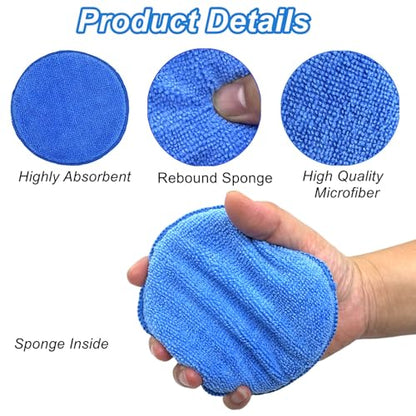8-Pack 5" Microfiber Wax Applicator Pads & Professional Car Wax Applicator, Foam Polishing Pads for Car Fine Polishing & Cleaning