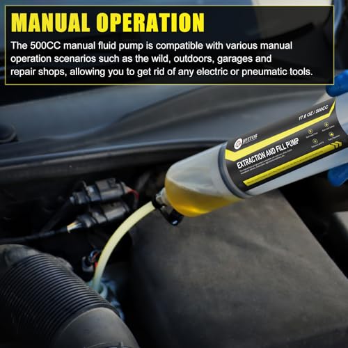 JIFETOR 500CC Automotive Fluid Extractor Fill Hand Pump Oil Change Syringe | Manual Liquid Transfer Tool with Total 51" Hose and Extension Tubes, for ATF Coolant Power Steering Fluid Gear Oil Engine Oil