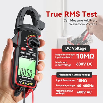 NOYAFA NF-629 Digital Clamp Meter Multimeter 6000 Counts TRMS | Capacitance Multimeter for 600V AC/DC Voltage, High AC Current, Capacitance, Diode Test, Continuity Test, Temperature