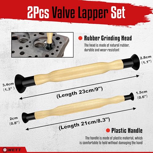 WETT Valve Spring Compressor Set, Engine Valve Spring Clamp Removal Tool with Valve Lappers, C Clamp Jaw, Hand Lever, Collet Pusher Adapters, Compatible with Car, Motorcycle, ATV, Engine Repair