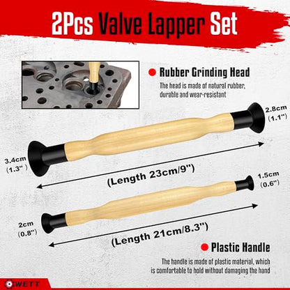 WETT Valve Spring Compressor Set, Engine Valve Spring Clamp Removal Tool with Valve Lappers, C Clamp Jaw, Hand Lever, Collet Pusher Adapters, Compatible with Car, Motorcycle, ATV, Engine Repair
