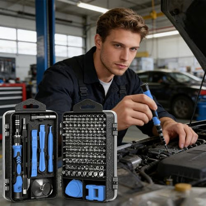 115-in-1 Precision Screwdriver Sets, Multiple Repair Tool Kit with Cluch Head and Bits Non Slip Handle and Tweezers for Electronics, Watch, Glasses, Automotive Maintenance, Blue - color: Blue
