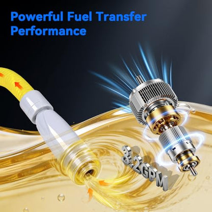 SINCEHOLY Electric Fuel Transfer Pump with Auto-Stop, 3.2 GPM Electric Gas Can Pumps, Battery/12V DC Powered, 4 Size Adapters, Leak-Proof Gasoline Diesel Kerosene Siphon Pump for Cars, Mowers, Boats
