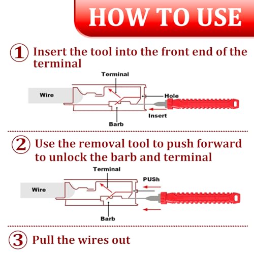 41 Pcs Terminal Pin Removal Tools with Blow-Molded Case - Electrical Pin Removal Tools Automotive Depinning Tool Kit for Automotive & Household Devices Most Connector, Red - color: red
