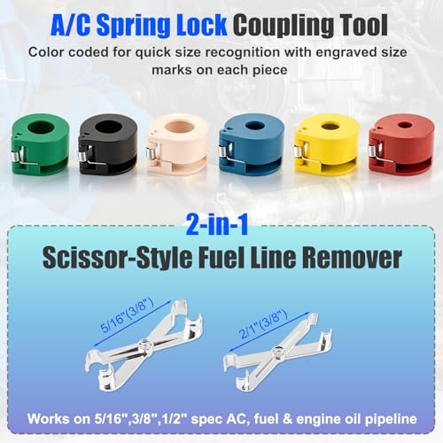 45pcs Master Quick Disconnect Tool Set, Fuel Line Disconnect Tool Kit for Automotive A/C, Fuel & Transmission Systems – Fuel Line Removal and Separator Tool Compatible with Various Vehicles