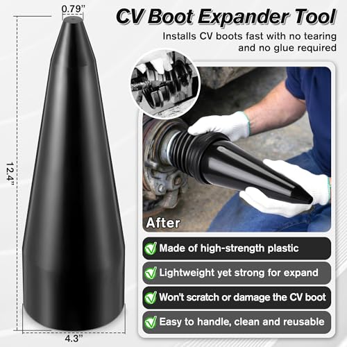 4 PACK Rubber CV Axle Boot Repair Kit with CV Boot Tool Cone Mounting | No Axle Removal Required, Flexible Leak Proof Protection, 8pcs Stainless Steel Clamps & 12pcs Zip Ties, Universal Vehicle