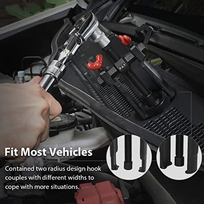 FIRSTINFO Universal Windshield Wiper Arm Puller and Battery Terminal Remover | Adjustable hook jaws • Heavy duty • Narrow-space access • Patented design • Made in Taiwan