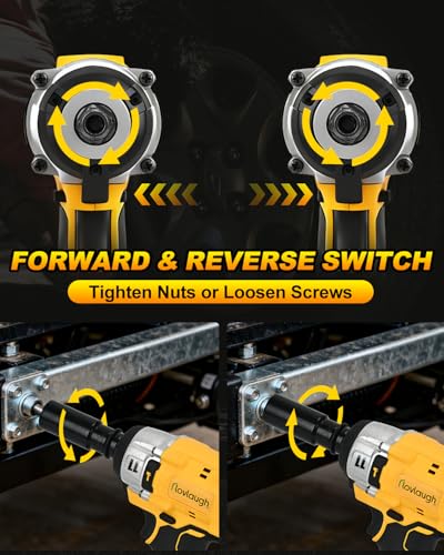 Cordless Impact Wrench 1/2 Inch, 350N.m(250 Ft-lbs) High Torque, Brushless Motor, 2x 4.0Ah Batteries & Fast Charger, 0-3300RPM, 7 Sockets & Bits Set, Electric Impact Gun for Automotive Repair & DIY