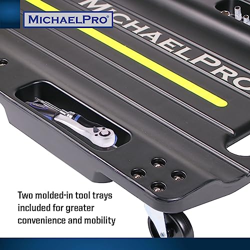 MichaelPro 40-Inch Mechanic Creeper – Low Profile Automotive Creeper, 350 Lbs Capacity Rolling Garage Car Creeper, Shop Creeper with Tool Trays | MP016003