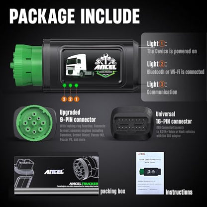 ANCEL HD100 Heavy Duty Truck Scanner with DPF Regen for Cummins & CAT Engines, Bluetooth Diesel Diagnostic Tool with All-System Scan, HDOBD & OBD2 Code Reader for Semi Trucks, Lifetime Free Updates - style: HD100