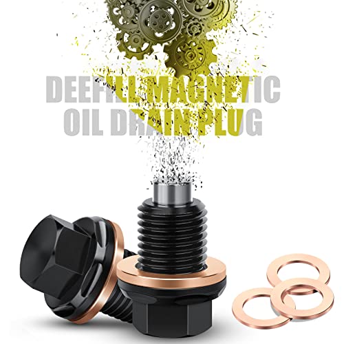 M14 x 1.5 Magnetic Oil Drain Plug T6 Aviation Aluminum with Crush Washer Gasket Compatible with Ford GM Hyundai KIA and More Select Models - size: M14 x1.5 Plug