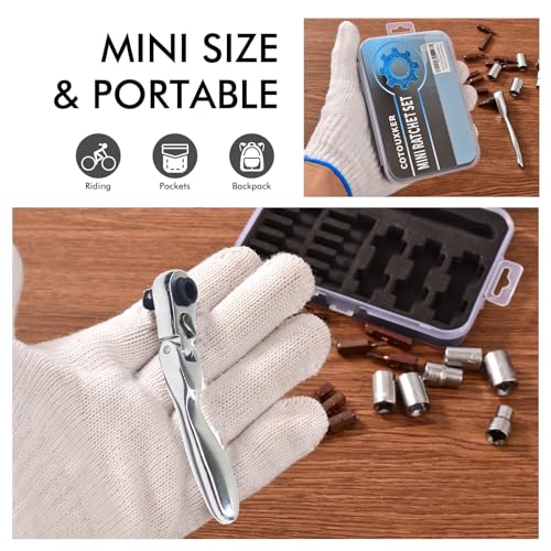 Mini ratchet screwdriver Set, Right Angle Screwdriver set with 1/4 Mini Flex Ratchet Wrench and Bits Sockets for Tight Spaces(Ratchet wrench with bits and socket)
