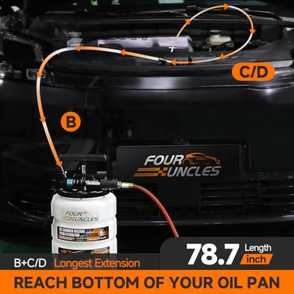 FOUR UNCLES Oil Extractor - Vacumm Fluid Extractor with Pump Tank Remover & Tubes for Oil Change and a Hose for Brake Bleeding - size: 15L Manual/Pneumatic
