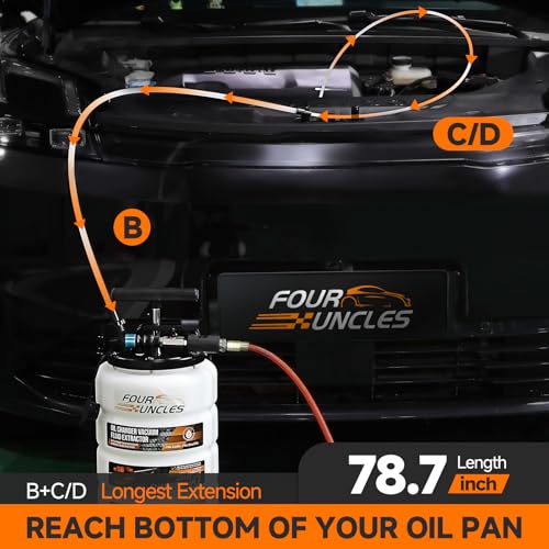 FOUR UNCLES Oil Extractor - Vacumm Fluid Extractor with Pump Tank Remover & Tubes for Oil Change and a Hose for Brake Bleeding - size: 15L Manual/Pneumatic