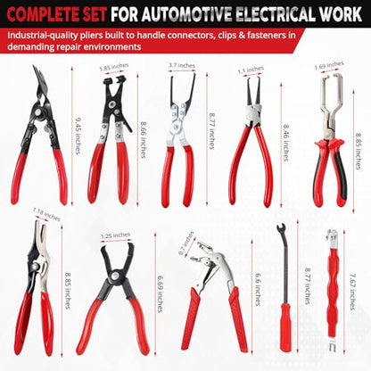 10PCS Fuel Line Disconnect Tool, Electrical Disconnect Pliers, Automotive Electrical Disconnect Pliers Kit for Cars, Trucks & SUVs with Storage Bag