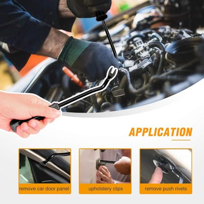 GOOACC Car Panel/Upholstery Remover Ergonomic Stainless Steel Fastener Remover - Easily Removes Plastic Fasteners Reduces Damage to Panels and Loss of Clips Black - color: Black, size: 1Pc Remover