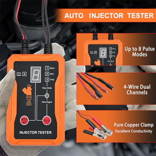Aramox Fuel Injector Cleaning Tool Kit, Automobile Injector Tester with 8 Pulse Modes and Dual Channel for Gasoline Engine (White) - color: White