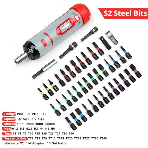 Torque Screwdriver Set 7.91 N·m (10-70 in-lbs) 1/4" Drive with 40 S2 Bits, Extended Bits Holder, Sleeve and Storage Bag, Perfect for Bike Repair, Scope Mounting, and Professional Maintenance | With Extended Bits Holder & Sleeve Perfect for Bike Repair, Sc