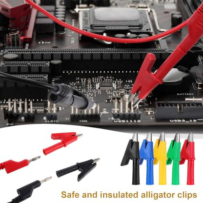 30 PCS Banana Plug Silicone Test Leads Kit, 4mm Stackable Colorful Silicone Banana Plug with Threading Probe, Connection Hose, Alligator Clips, Probe Holder, 100cm Test Probe Leads Wire Cable