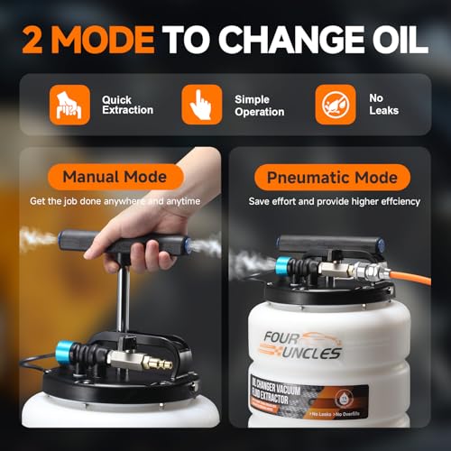FOUR UNCLES Oil Extractor - Vacumm Fluid Extractor with Pump Tank Remover & Tubes for Oil Change and a Hose for Brake Bleeding - size: 15L Manual/Pneumatic