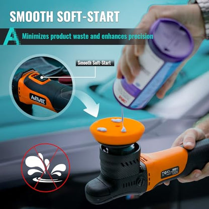 AUTIWOZ Mini Polisher, 2/3Inch Small Buffer Polisher, 630W with 12mm Random Orbital, Dual Action Car Polishers and Buffers for Car Detailing, Headlight Polishing, 2500-7000RPM with Soft Start, W02 - size: k1