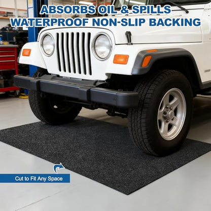 Garage Floor Mats 59" x 72"- Premium Felt + Rubber Backing Oil Absorbent Contain Liquid Waterproof Washable Reusable Non-Slip Pad for Car Maintenance Under Vehicle Spot Protection - size: 4'11" x 6'