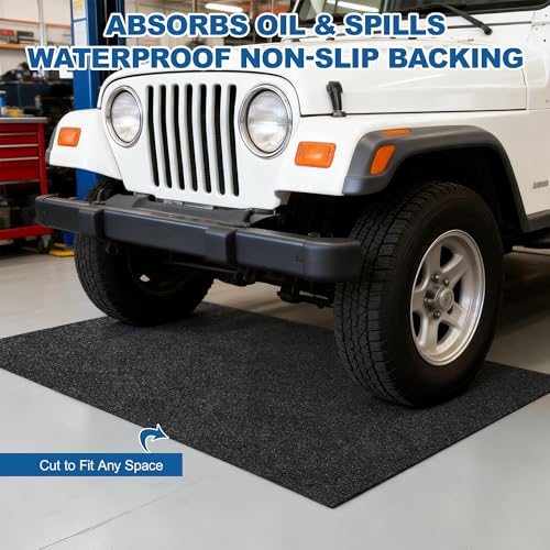 Garage Floor Mats 59" x 72"- Premium Felt + Rubber Backing Oil Absorbent Contain Liquid Waterproof Washable Reusable Non-Slip Pad for Car Maintenance Under Vehicle Spot Protection - size: 4'11" x 6'