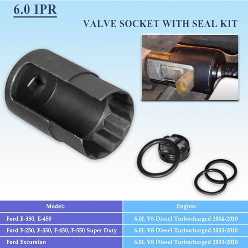 Bonbo 6.0 IPR Valve Socket & Oil Rail Adapters Kit & 6.0 High Pressure Oil Pump IPR Valve Air Test Fitting Tool with Seal Kit, Fits for Ford 6.0L Powerstroke Diesel Engine (8 Pack) - size: 8PCS Set