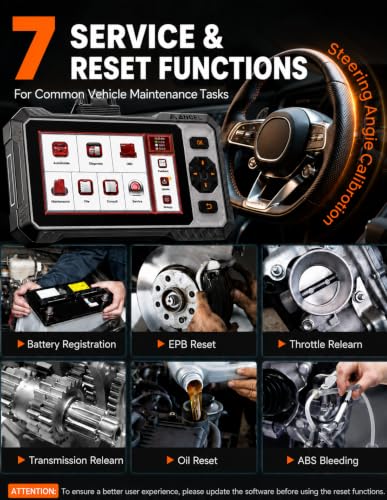 ANCEL FX6000 Bidirectional OBD2 Scanner, 4-System Diagnostic Tool for ABS, SRS, Transmission & Engine, 7+ Reset, Oil/EPB/BMS/SAS/Throttle Reset, ABS Bleeding, Live Data, Auto VIN, Lifetime Update - color: Red-Black