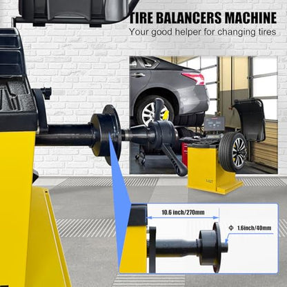 Premium Automatic Wheel Balancer, 10-26" Rim, Auto A/D Measurement, Laser Guide & LED Light, Electronic Brake, 40mm Spindle, 0.25KW Pure Copper Motor, 110V for Professional Use