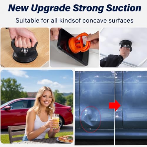 Car Dent Puller Kit - Paintless Dent Repair Kit with Suction Cup Dent Remover & Multi-Head Tap Down Tools for Door Dings, Hail Dents, Auto Body DIY, Cars Trucks SUVs - color: Black dent puller