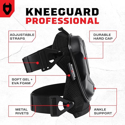 NoCry Professional Construction Knee Pads for Men and Women with Non-Slip Heavy Duty Cap and Ankle Support — Thick Foam and Gel Cushioning — Reinforced, Adjustable Straps and Military Grade Rivets