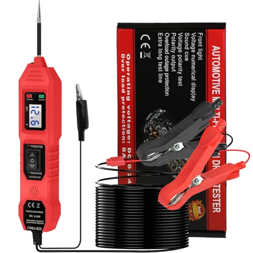 Power Circuit Probe Tester, 6V/12V/24V DC Circuit Tester Automotive, Multifunctional Car Electric Circuit Tester Power Fuse & Voltage Tester Light, Short Circuit Breake Finder Electrical Tools - color: Red