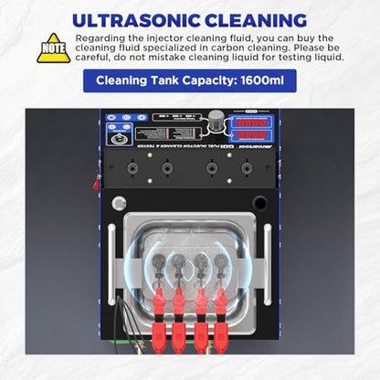 MR CARTOOL V209 GDI Fuel Injector Cleaner Machine, 110V 4-Cylinders Heated Ultrasonic Injector Cleaner Kit with 10 Functions, Gasoline Fuel Injector Tester for Car Motorcycle EFI/FSI Injectors - size: GDI V209