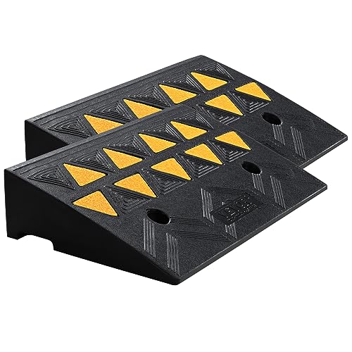 VEVOR Rubber Curb Ramp 2 Pack, 4.3" Rise Height Heavy-Duty 33069 lbs/15 T Capacity Threshold Ramps, Driveway Ramps with Stable Grid Structure for Cars, Wheelchairs, Bikes, Motorcycles - size: 4.3" H