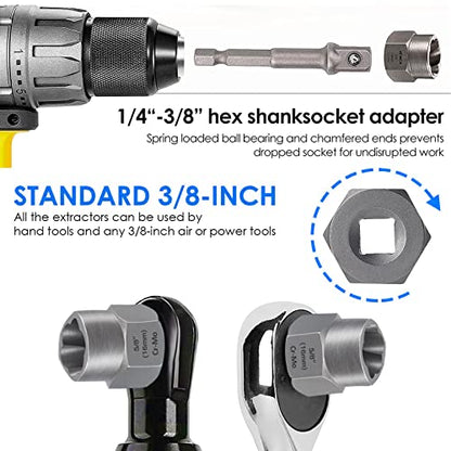 XEWEA 21PCS Bolt Nut Extractor Set, 3/8" Drive Easy Out Broken Lug Nut Extraction Remover Socket Set for Damaged, Frozen,Studs,Rusted, Rounded-Off Bolts & Nuts Screws - size: 21PCS