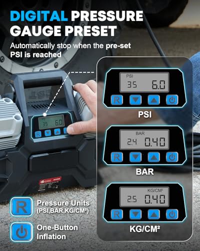 Kohree 12V Four Cylinder Fast Air Compressor with Digital Display Panel | Heavy Duty 14.13 CFM Tire Inflator Tire Pump for Offroad Truck RV 4x4 Vehicle, Max 150 PSI