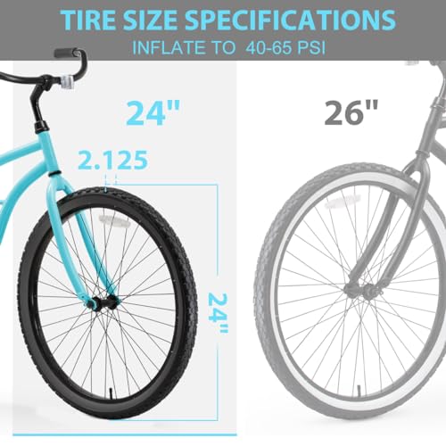 Hycline 2-Pack Cruiser Bike Tires Set: 24/26x2.125 inch Folding Replacement High-Performance Wear-Resistant Tires with Inner Tubes & Tire Levers for Beach & Urban Commuter Bikes - color: Black Set-24x2.125