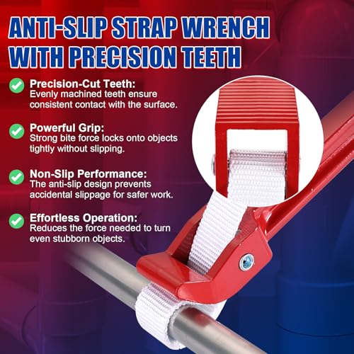 NYXOVA 12" Adjustable Strap Wrench – Heavy Duty Nylon Pipe Wrench, Oil Filter Opener, Anti-Slip Tool for Plumbing and Automotive Use