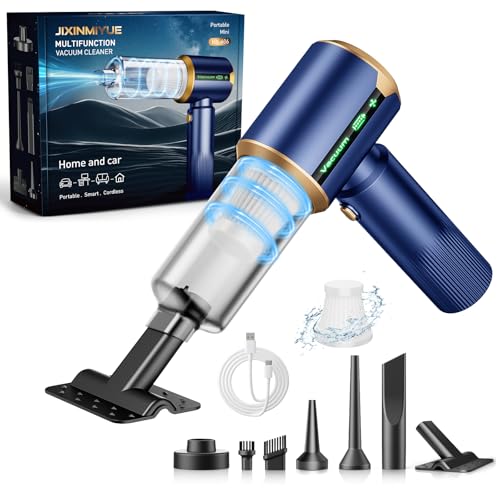 Cordless Car Vacuum Cleaner: Handheld Vacuum with 16000Pa Strong Suction, Brushless Motor & HEPA Filter, 7-in-1 Cleaning Kit, Type-C Charging for Home Office Car Pet - Navy Blue - color: Navy Blue