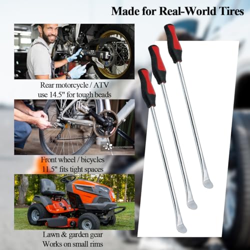 6PCS 14.5" Motorcycle Tire Spoons Tool Set, Steel Tyre Iron Lever Repair Kit with 3 Rim Protector, Dirt Bike Tire Changing Repair Tool, Universal for Motorbike Dirt Bike - size: 6PCS