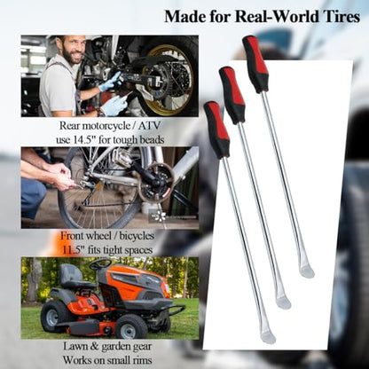 6PCS 14.5" Motorcycle Tire Spoons Tool Set, Steel Tyre Iron Lever Repair Kit with 3 Rim Protector, Dirt Bike Tire Changing Repair Tool, Universal for Motorbike Dirt Bike - size: 6PCS